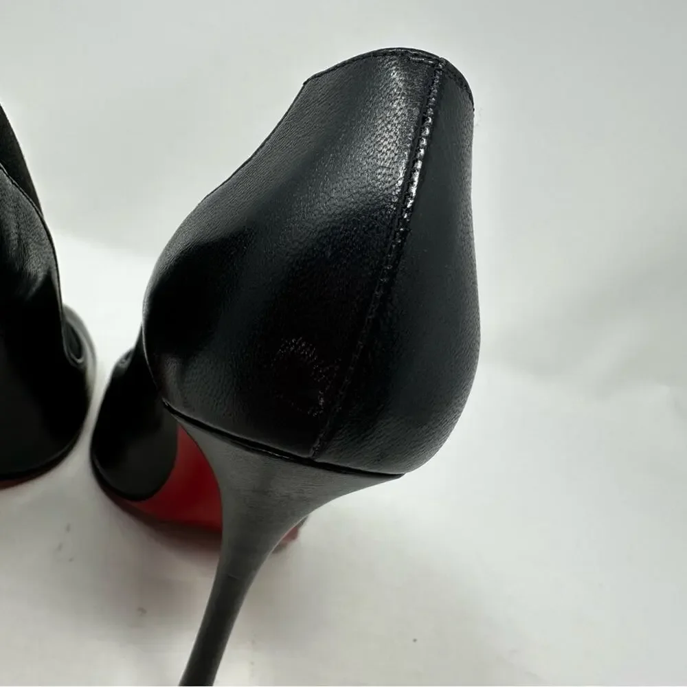 Christian Louboutin Toot Couverte Black Leather Ankle Boots Womens Size EU 36.5